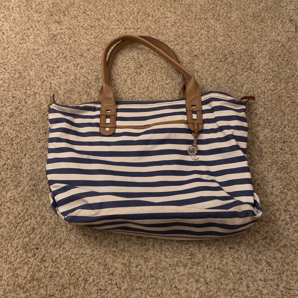 Blue and White Stripe Bag